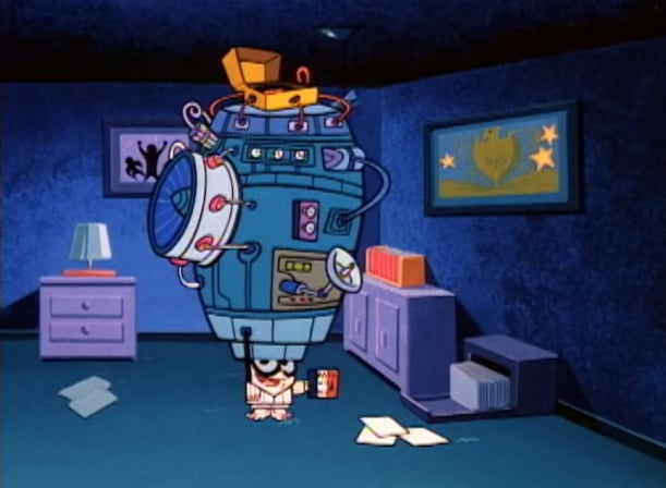 Dexter's Laboratory - met taalcomputer op zijn hoofd